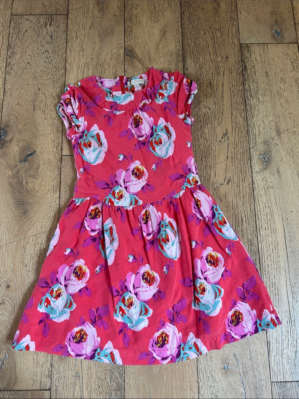 Mini Boden Red-Pink Floral Short Sleeve Dress
